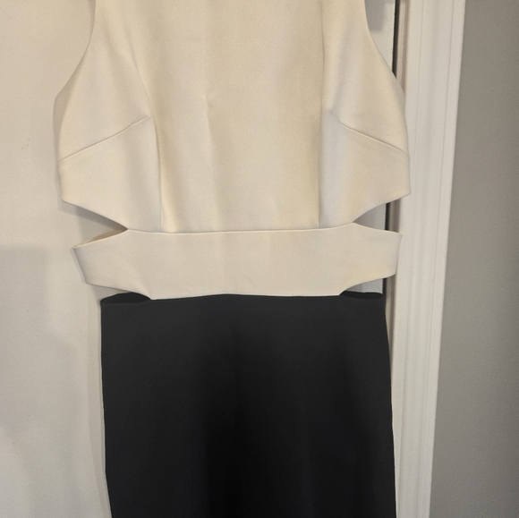 Cynthia Rowley Juxtaposed Satin Dress Size 0 Black & White - Picture 7 of 11